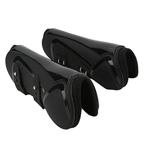 Qukaim Pferdebeinstiefel, PU-Schale, elastisches Neopren, sicherer Pferdebeinschutz für Sehnenblut-Vels, schwarz, Vorderbeine, Größe M, Reitausrüstung von Qukaim
