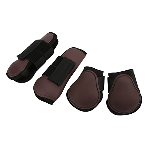 Qukaim Pferdebeinstiefel, stoßdämpfende Stützstiefel für Springwettbewerbe, Braun, M, Sehnenschutz, Hufschutzstiefel, Pferdezubehör, 4 Stück von Qukaim