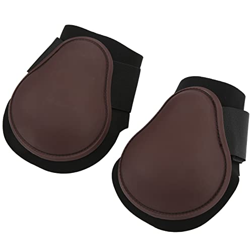 Qukaim Pferdespannenstiefel Set, 1 Paar Weiche Streichkappen für Pferde, Verhindern Verrutschen, Einfach zu kleben, PU-Schale Sehnenschutz Stiefel, Braun, Hinterbeine, Größe M von Qukaim