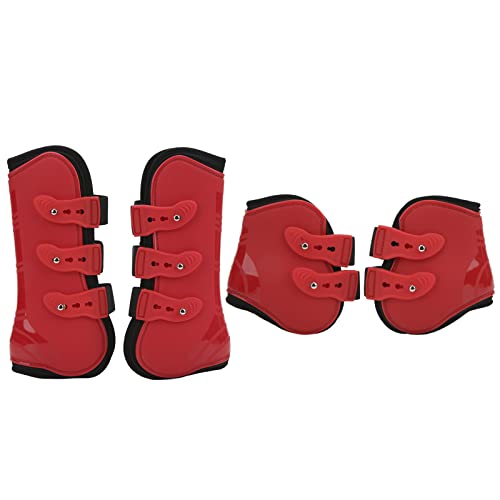 Qukaim Pferdespannenstiefel-Set, weiche PU-Schale, Sehnenschutzstiefel für Vorder- und Hinterbeine, Reitausrüstung, Schwarz, Größe L, Dämpfungsdesign, verhindert Rutschen, 2 Stück von Qukaim