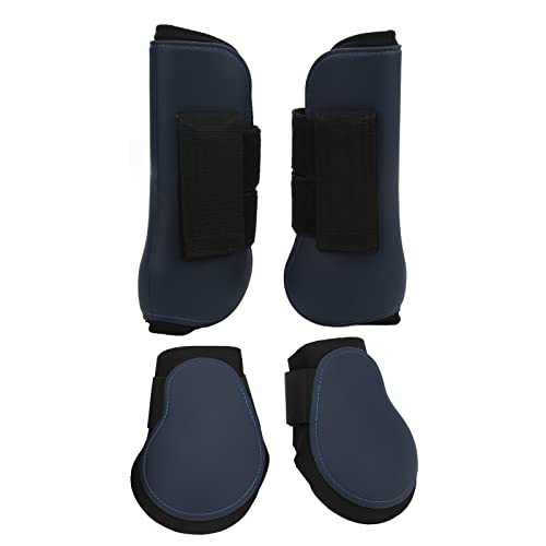 Qukaim Pferdestützstiefel, 1 Paar PU-Schale, Neopren-Schutz-Beinschutz für Springen & Jagd, braun, Größe M, elastisch, stoßdämpfend, 4 Stück vordere und hintere Sehnenstiefel, Rot, Größe L von Qukaim