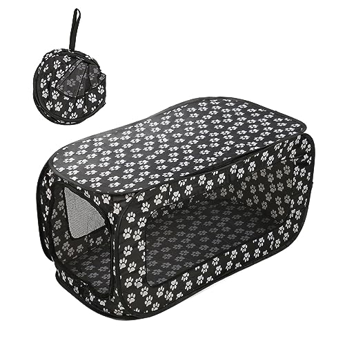 Qukaim Faltbare Hundebox – Pop-Up Transportbox für Hunde & Katzen, Atmungsaktiver Reisekäfig (M, Schwarz), Leicht & Stabil mit Doppelreißverschluss, Indoor/Outdoor von Qukaim