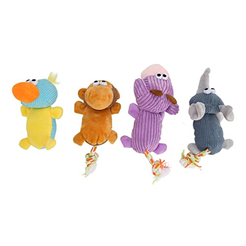 Qukaim Quietschendes Hundespielzeug aus Plüsch, 4 Stück, quietschende Tiere, Hundespielzeug, interaktives Plüschtier, Kauspielzeug für Zähneknirschen, bissfest, ideal zum Spielen und Kauen, Qukaim Quietschendes Hundespielzeug aus Plüsch, 4 Stück, quietschende Tiere, Hundespielzeug, interaktives Plüschtier, Kauspielzeug für Zähneknirschen, bissfest, ideal zum Spielen und Kauen, von Qukaim
