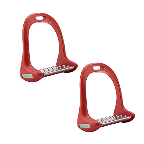 Qukaim Reitsteigbügel, Edelstahl, Anti-Rutsch-Pad, Reit-Aluminium-Sattel mit roter Lackierung, leicht, 12 cm, geeignet für verschiedene Reitstile von Qukaim