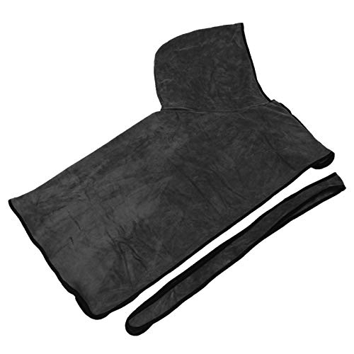 Qukaim Saugfähiger Hunde-Bademantel, verstellbarer Hunde-Bademantel, saugfähiger Bademantel, weiche Mikrofaser, Hunde-Trockentuch, XL 59,4 cm, geeignet für mittelgroße und kleine Haustiere, Schwarz von Qukaim