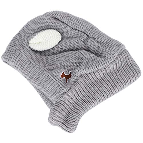 Qukaim Strickmütze für Hunde, warm, für den Winter, gehäkelt, gemütlich, lustiges Kostüm, Grau von Qukaim