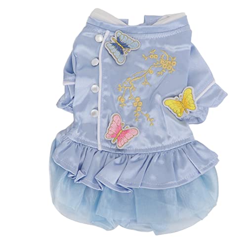 Qukaim Tang Suit Hundekleidung Haustier Chinesischer Stil Kleidung Frühling und Sommer Bestickter Rock Cheongsam für Hunde und Katzen, Geeignet für Welpen und Kätzchen, Größe M von Qukaim