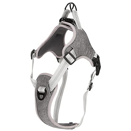 Qukaim Vest Harness Adjustable No Pull Dog Harness Reflective Vest Harness for Medium and Large Dogs, Padded Chest and Back Vest, Outdoor Dog Walking Harness Grey L Qukaim Vest Harness Adjustable No Pull Dog Harness Reflective Vest Harness for Medium and Large Dogs, Padded Chest and Back Vest, Outdoor Dog Walking Harness Grey L von Qukaim