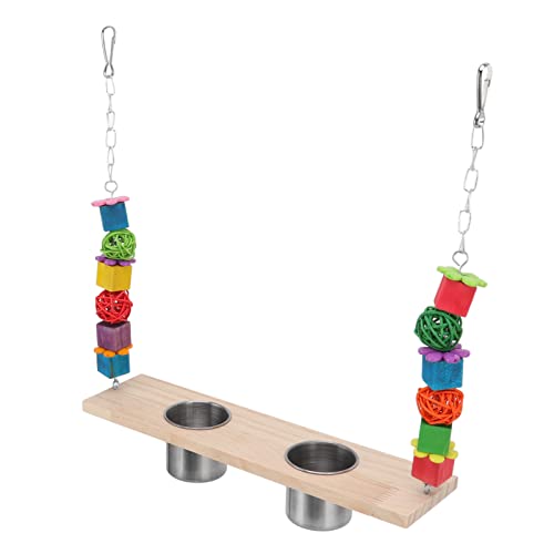 Qukaim Vogel-Hängeschaukel und Futterbecher, Vogelfutterschale mit Papageien-Sitzstange, bunte Schaukel mit Metallhaken, Edelstahlbecher, ideal für Vögel, einfach zu installieren, Design Qukaim Vogel-Hängeschaukel und Futterbecher, Vogelfutterschale mit Papageien-Sitzstange, bunte Schaukel mit Metallhaken, Edelstahlbecher, ideal für Vögel, einfach zu installieren, Design von Qukaim