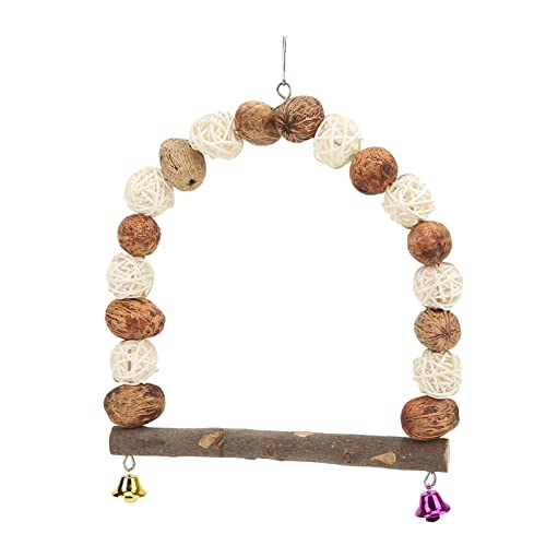 Qukaim Vogel Kauschaukel Holz Pekannüsse Rattan Ball Hängende Sitzstange mit Glocken für Nymphensittiche Lovebirds Papageien Schaukel Spielzeug Vogelkäfig Spielzeug 25cm Lang Qukaim Vogel Kauschaukel Holz Pekannüsse Rattan Ball Hängende Sitzstange mit Glocken für Nymphensittiche Lovebirds Papageien Schaukel Spielzeug Vogelkäfig Spielzeug 25cm Lang von Qukaim
