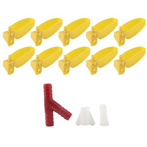 Qukaim Vogel-Trinkbecher, automatische Bewässerung, große gelbe Trinkbecher für Wachteln, Huhn und Vögel, einfaches Befüllen, Kunststoff, ideal für Geflügel und Volieren, 10 Stück von Qukaim