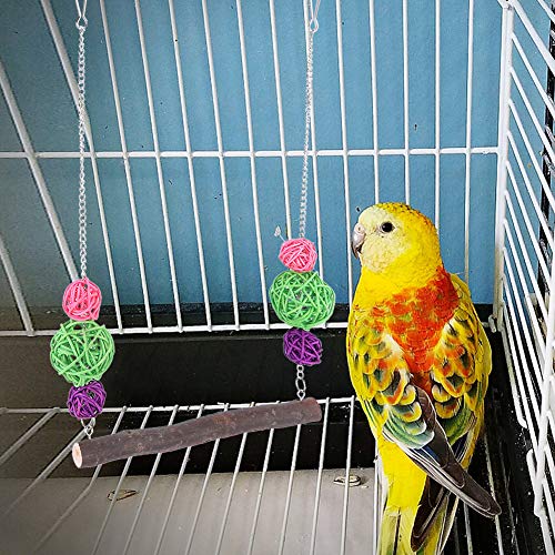 Qukaim Vogelbeißspielzeug Haustier Sepaktakraw Swing Barch, Vogel Beißen Kauen Spielspielzeug für Papageien Hängende Zubehör Langlebiges Design Ideal für Spielzeit 50cm Lang von Qukaim