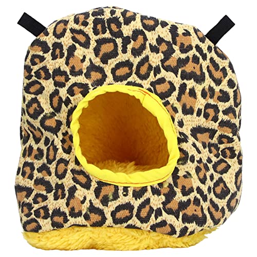 Qukaim Vogelbett, rundes Plüsch-Vogelhaus für Papageien, Hamster und Wildvögel, Leopardenmuster, transparentes Futterrohr, platzsparend, leicht zu reinigen, 20 cm Durchmesser von Qukaim