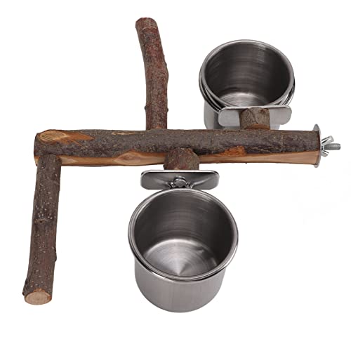 Qukaim Vogelkäfig Ständer Sitzstange Futterschale Papagei Holz Ständer mit Edelstahl Futternapf Vogelkäfig Futterstation Set Futternapf und Sitzstange Kombination, ideal für Papageien und andere Vögel Qukaim Vogelkäfig Ständer Sitzstange Futterschale Papagei Holz Ständer mit Edelstahl Futternapf Vogelkäfig Futterstation Set Futternapf und Sitzstange Kombination, ideal für Papageien und andere Vögel von Qukaim