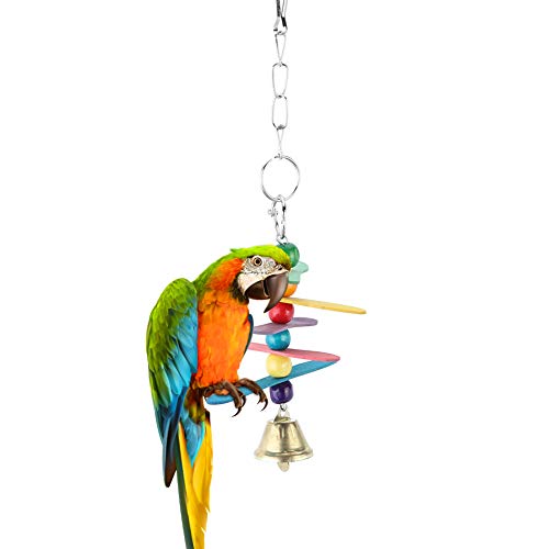 Qukaim Vogelkauspielzeug Vogel Holz Bunte Fünf Blätter Hängeschaukel Spielzeug Kau- und Beißzubehör für Papageien Ideal für Vogelkäfige 30cm lang von Qukaim