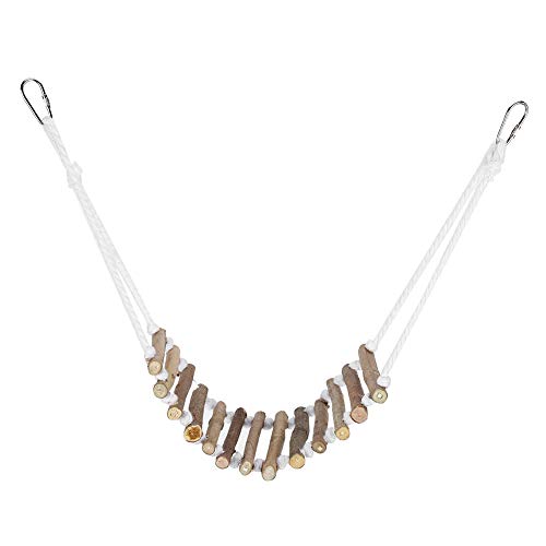 Qukaim Vogelleiter Spielzeug Papagei Log Zugbrücke Holzleiter, Flexible Schaukelbrücke Vogelbeiß-Trainingsspielzeug, ideal für Papageien und kleine Vögel, 50 cm lang, natürliche Holzkonstruktion von Qukaim