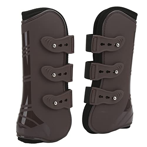 Qukaim Vorderbeinschutz für Pferde, PU-Neopren, Schutzstiefel zum Reiten und Springen, Braun, Größe M, Pferdebeinstütze und Schutzstiefel, 2 Stück von Qukaim