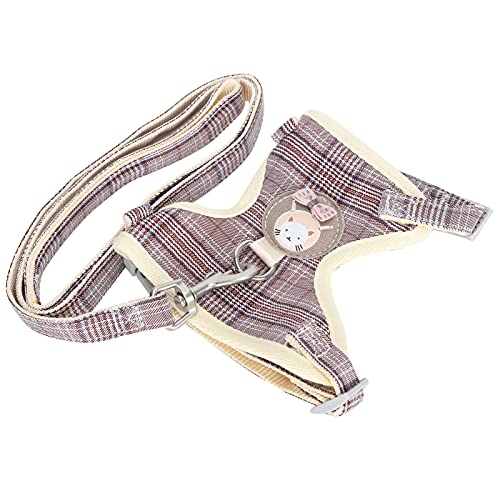 Qukaim Walking Pet Harn atmungsaktives Katzengeschirr mit Leine, verstellbarer, ausbruchsicherer Gurt zum Spazierengehen, Kaffeefarbenes Karomuster, 1,0 cm breite Leine, passend für Haustiere mit Qukaim Walking Pet Harn atmungsaktives Katzengeschirr mit Leine, verstellbarer, ausbruchsicherer Gurt zum Spazierengehen, Kaffeefarbenes Karomuster, 1,0 cm breite Leine, passend für Haustiere mit von Qukaim