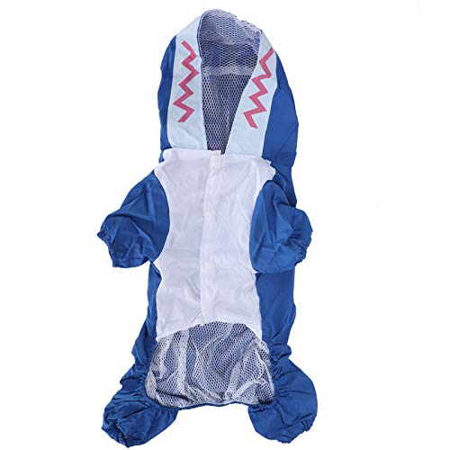 Qukaim Wasserdichter Hunde-Regenmantel mit Kapuze, wasserdichte Polyester-Regenjacke für Haustiere, Größe M, blau, leichte Hunde-Regenbekleidung, geeignet für kleine bis mittelgroße Hunde von Qukaim