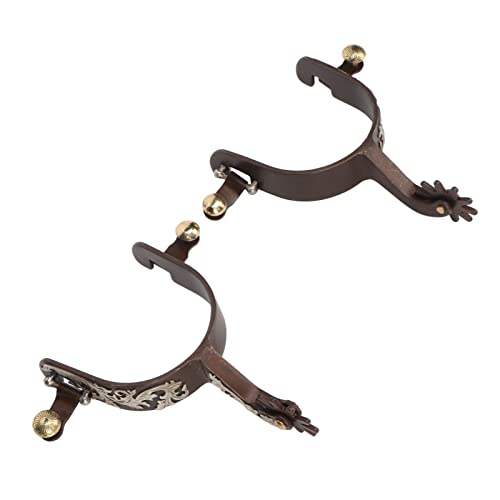 Qukaim Western-Cowboysporen im Vintage-Stil, bronzefarbener Stahl, mit drehbarem Getriebe, Westernsporen, 9,5 x 5,5 cm, ideal für Reiten und Training, 2 Stück von Qukaim