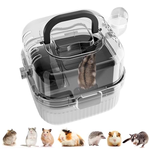 Translucent Hamster Travel Carry Case, Portable Hamster Takeaway Cage, Large Capacity Breathable Hamster Habitat, Comfortable Igel Carry Case, for Sugar Glider, Squirrel, Golden Bear von Qukoielly