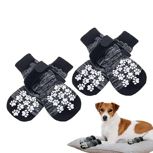 Socken für Hunde - Weiche Hundeschuhe mit Samtfutter,Maschinenwaschbare Outdoor-Haustiersocken, Winter-Wärmezubehör mit Gummisohle für Welpen, kleine, mittelgroße und große Hunde Qumiuu von Qumiuu