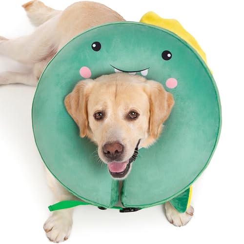 Aufblasbares breites Hundehalsband, Donut-Halsband, weiche Alternative nach Operationen für große, mittelgroße und kleine Hunde, um das Lecken zu stoppen, Dinosaurier, Größe XL Aufblasbares breites Hundehalsband, Donut-Halsband, weiche Alternative nach Operationen für große, mittelgroße und kleine Hunde, um das Lecken zu stoppen, Dinosaurier, Größe XL von Qunaawa