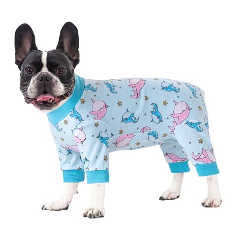 Hunde-Genesungsanzug für Chirurgie, für kleine und mittelgroße Hunde, niedlich, weicher Hunde-Pyjama, Alternative zur Verhinderung von Lecken, Genesungsanzug, weiblich, männlich (Delfine, Größe L) Hunde-Genesungsanzug für Chirurgie, für kleine und mittelgroße Hunde, niedlich, weicher Hunde-Pyjama, Alternative zur Verhinderung von Lecken, Genesungsanzug, weiblich, männlich (Delfine, Größe L) von Qunaawa