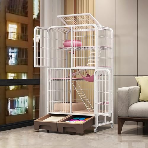 HXRW Katzengehege Großer Katzenkäfig, DIY Katzenlaufstall Metalldraht Indoor Katzenhütten Haustierkiste, großer Übungsplatz ideal für 1-3 Katzen für Frettchen, Kaninchen, Kaninchen, Kleintiere (Farbe: HXRW Katzengehege Großer Katzenkäfig, DIY Katzenlaufstall Metalldraht Indoor Katzenhütten Haustierkiste, großer Übungsplatz ideal für 1-3 Katzen für Frettchen, Kaninchen, Kaninchen, Kleintiere (Farbe: von Qunine