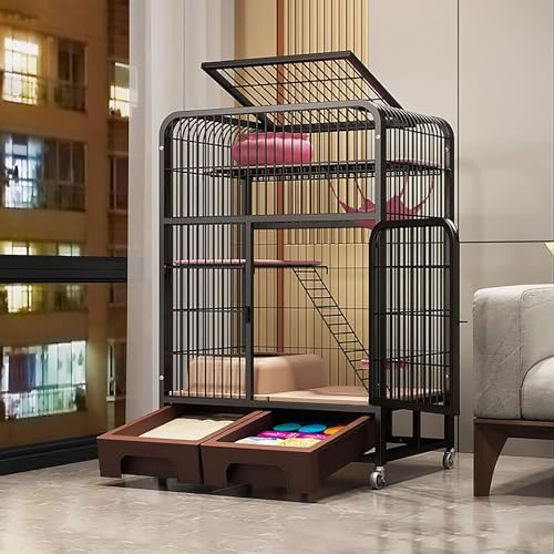 HXRW Katzengehege Großer Katzenkäfig, DIY Katzenlaufstall Metalldraht Indoor Katzenhütten Haustierkiste, großer Übungsplatz ideal für 1-3 Katzen für Frettchen, Kaninchen, Kaninchen, Kleintiere (Farbe: HXRW Katzengehege Großer Katzenkäfig, DIY Katzenlaufstall Metalldraht Indoor Katzenhütten Haustierkiste, großer Übungsplatz ideal für 1-3 Katzen für Frettchen, Kaninchen, Kaninchen, Kleintiere (Farbe: von Qunine