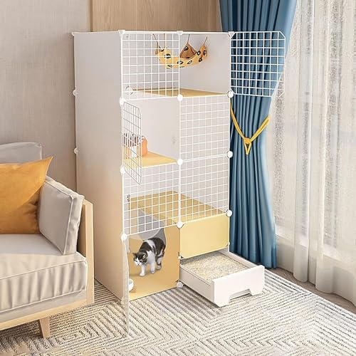 HXRW Katzengehege Katzenkäfig mit Katzentoilette, Katzenkäfig Katzenkäfige Indoor DIY Katzengehege für Kleintiere, abnehmbare Metallkatze für Frettchen, Kätzchen, Kaninchen, Kleintiere (Größe: HXRW Katzengehege Katzenkäfig mit Katzentoilette, Katzenkäfig Katzenkäfige Indoor DIY Katzengehege für Kleintiere, abnehmbare Metallkatze für Frettchen, Kätzchen, Kaninchen, Kleintiere (Größe: von Qunine