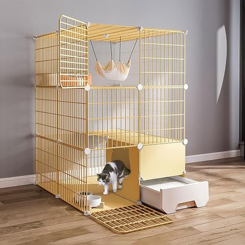 HXRW Katzengehege Katzenkäfige für den Innenbereich, DIY-Katzengehege, Katzenhaus, Haustier-Laufstall, Katzenhütte, abnehmbarer Metall-Kleintierkäfig für Frettchen, Kätzchen, Kaninchen, Kleintiere HXRW Katzengehege Katzenkäfige für den Innenbereich, DIY-Katzengehege, Katzenhaus, Haustier-Laufstall, Katzenhütte, abnehmbarer Metall-Kleintierkäfig für Frettchen, Kätzchen, Kaninchen, Kleintiere von Qunine