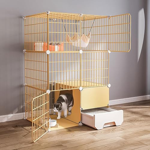 HXRW Katzengehege Katzenkäfige für den Innenbereich, DIY-Katzengehege, Katzenhaus, Haustier-Laufstall, Katzenhütte, abnehmbarer Metall-Kleintierkäfig für Frettchen, Kätzchen, Kaninchen, Kleintiere HXRW Katzengehege Katzenkäfige für den Innenbereich, DIY-Katzengehege, Katzenhaus, Haustier-Laufstall, Katzenhütte, abnehmbarer Metall-Kleintierkäfig für Frettchen, Kätzchen, Kaninchen, Kleintiere von Qunine