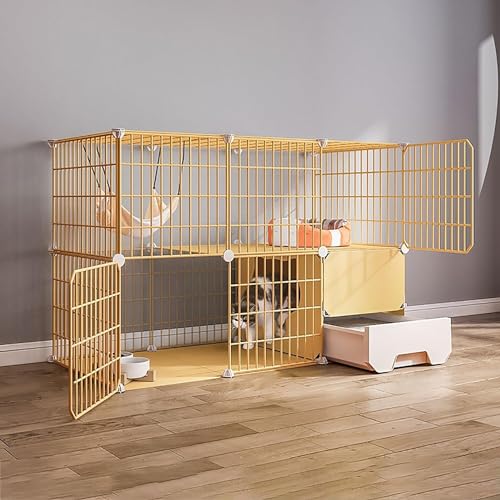 HXRW Katzengehege für den Innenbereich, DIY-Katzengehege, Katzenhaus, Haustier-Laufstall, abnehmbarer Metall-Kleintierkäfig für Frettchen, Kätzchen, Kaninchen, Kleintiere (Größe: 111 x 49 x 73 cm) HXRW Katzengehege für den Innenbereich, DIY-Katzengehege, Katzenhaus, Haustier-Laufstall, abnehmbarer Metall-Kleintierkäfig für Frettchen, Kätzchen, Kaninchen, Kleintiere (Größe: 111 x 49 x 73 cm) von Qunine