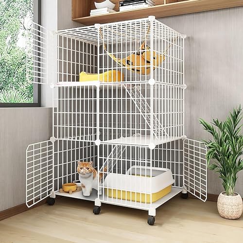 HXRW Katzengehege für den Innenbereich, großes DIY-Katzengehege, Katzengehege, Laufstall, Kleintierkäfige, Katzenhütten mit Universalrad für Frettchen, Kätzchen, Kaninchen, Kleintiere (Größe: 75 x 39 HXRW Katzengehege für den Innenbereich, großes DIY-Katzengehege, Katzengehege, Laufstall, Kleintierkäfige, Katzenhütten mit Universalrad für Frettchen, Kätzchen, Kaninchen, Kleintiere (Größe: 75 x 39 von Qunine