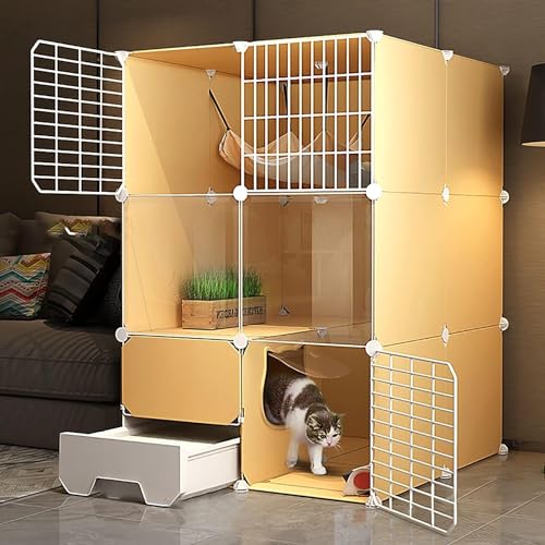 Qunine HXRW Katzenkäfigvilla Großer Katzenkäfig – Katzenlaufstall, Abnehmbarer Metalldraht, for den Innenbereich, DIY-Zwinger, Katzenkäfig mit Katzentoilette Qunine HXRW Katzenkäfigvilla Großer Katzenkäfig – Katzenlaufstall, Abnehmbarer Metalldraht, for den Innenbereich, DIY-Zwinger, Katzenkäfig mit Katzentoilette von Qunine