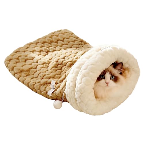 Quorvex Katzenschlafsack,Kuschelig Warmes Bett Zum Schlafen | Weiches Geschlossenes Häuschen Für Kleintiere Kaninchen Kitten | Indoor Schlafzimmer Wohnzimmer Balkon Bei Kälte von Quorvex