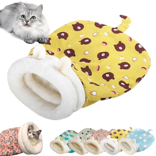 Gemütliches Haustiernest für Katzen und Hunde, weicher Plüsch-Katzen-Schlafsack für Innenkatzen, Tunnelbett, selbstwärmend, tragbar, beruhigendes Haustierbett, Höhle, Versteck und Kätzchen, Tunnel von Qurlon