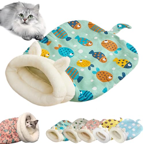 Gemütliches Haustiernest für Katzen und Hunde, weicher Plüsch-Katzen-Schlafsack für Innenkatzen, Tunnelbett, selbstwärmend, tragbar, beruhigendes Haustierbett, Höhle, Versteck und Kätzchen, Tunnel von Qurlon