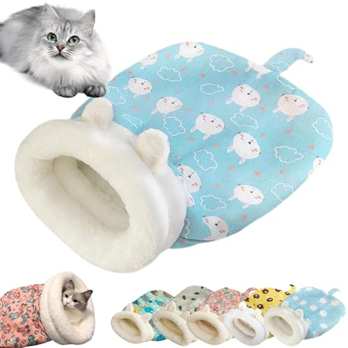 Gemütliches Haustiernest für Katzen und Hunde, weicher Plüsch-Katzen-Schlafsack für Innenkatzen, Tunnelbett, selbstwärmend, tragbar, beruhigendes Haustierbett, Höhle, Versteck und Kätzchen, Tunnel von Qurlon