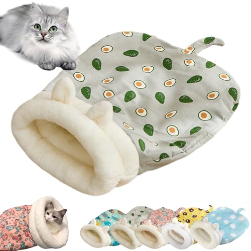 Gemütliches Haustiernest für Katzen und Hunde, weicher Plüsch-Katzen-Schlafsack für Innenkatzen, Tunnelbett, selbstwärmend, tragbar, beruhigendes Haustierbett, Höhle, Versteck und Kätzchen, Tunnel von Qurlon