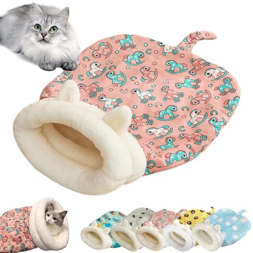 Gemütliches Haustiernest für Katzen und Hunde, weicher Plüsch-Katzen-Schlafsack für Innenkatzen, Tunnelbett, selbstwärmend, tragbar, beruhigendes Haustierbett, Höhle, Versteck und Kätzchen, Tunnel von Qurlon