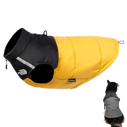 Hunde-Pufferweste, stilvoll, warmer Hundemantel für Katzen und Welpen, Größe S bis L (Gelb, XL) von Qurlon