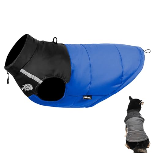 Hundepufferweste, stilvolle warme Hundemäntel für Katzen und Welpen, Größe S bis L (Blau, L) von Qurlon