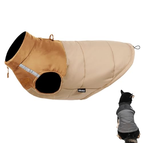Hundepufferweste, stilvolle warme Hundemäntel für Katzen und Welpen, Größe S bis L (Khaki, 3XL) von Qurlon