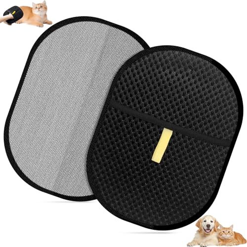 2 Pcs Double-Sided Tierhaarentferner Handschuh, Wiederverwendbare Fellmagnet Katzenhandschuh, Antistatische Tierhaarentfernung Handschuhe,Katze Hunde Fellpflege Werkzeug für Kleidung,Möbeln,Autositzen von Qurxuanwe
