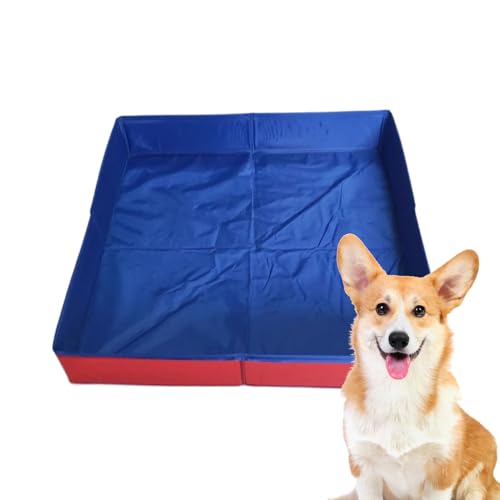 Qurygin 50 x 50 x 10 cm Haustier-Schwimmbad, PVC, faltbares Planschbecken, tragbare Hundebadewanne, Hundebadewanne, quadratisch, nicht aufblasbar, platzsparend, Haustierwelpen-Badewanne für Welpen von Qurygin