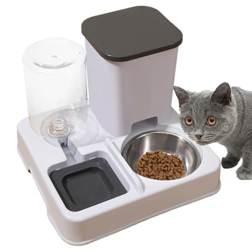 Qurygin Automatischer Futterspender und Wasserspender für Katzen, 27 x 25 x 21 cm, Futter- und Wasserspender, Haustierfutterspender, Trinkzubehör, automatischer Futterspender für kleine bis von Qurygin