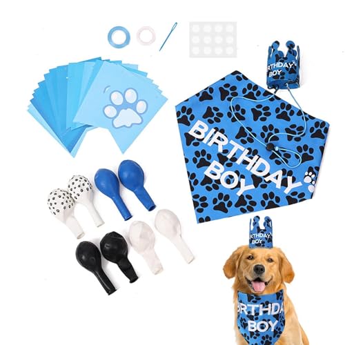 Qurygin Hunde-Geburtstagsparty-Zubehör, verstellbares Hunde-Geburtstags-Outfit, Hunde-Mädchen-Geburtstags-Halstuch-Set, Hundeschal, Haustier-Geburtstagsparty-Zubehör für kleine, mittelgroße Hunde und Qurygin Hunde-Geburtstagsparty-Zubehör, verstellbares Hunde-Geburtstags-Outfit, Hunde-Mädchen-Geburtstags-Halstuch-Set, Hundeschal, Haustier-Geburtstagsparty-Zubehör für kleine, mittelgroße Hunde und von Qurygin