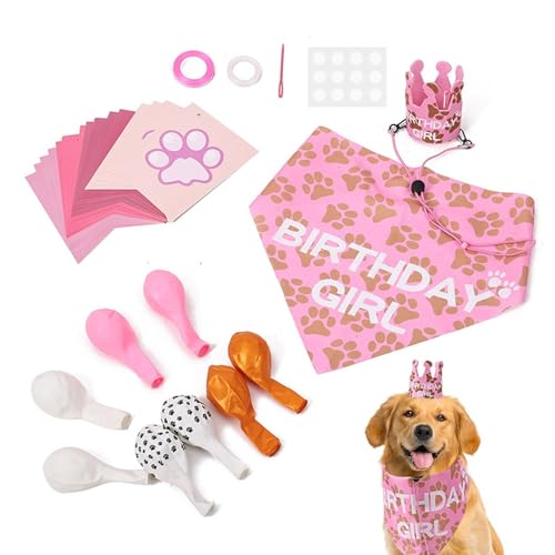Qurygin Hundeparty-Dekoration, verstellbares Hunde-Geburtstags-Halstuch, Hunde-Mädchen-Geburtstags-Halstuch-Set, Hundeschal, Haustier-Geburtstagsparty-Zubehör für kleine, mittelgroße Hunde und Qurygin Hundeparty-Dekoration, verstellbares Hunde-Geburtstags-Halstuch, Hunde-Mädchen-Geburtstags-Halstuch-Set, Hundeschal, Haustier-Geburtstagsparty-Zubehör für kleine, mittelgroße Hunde und von Qurygin